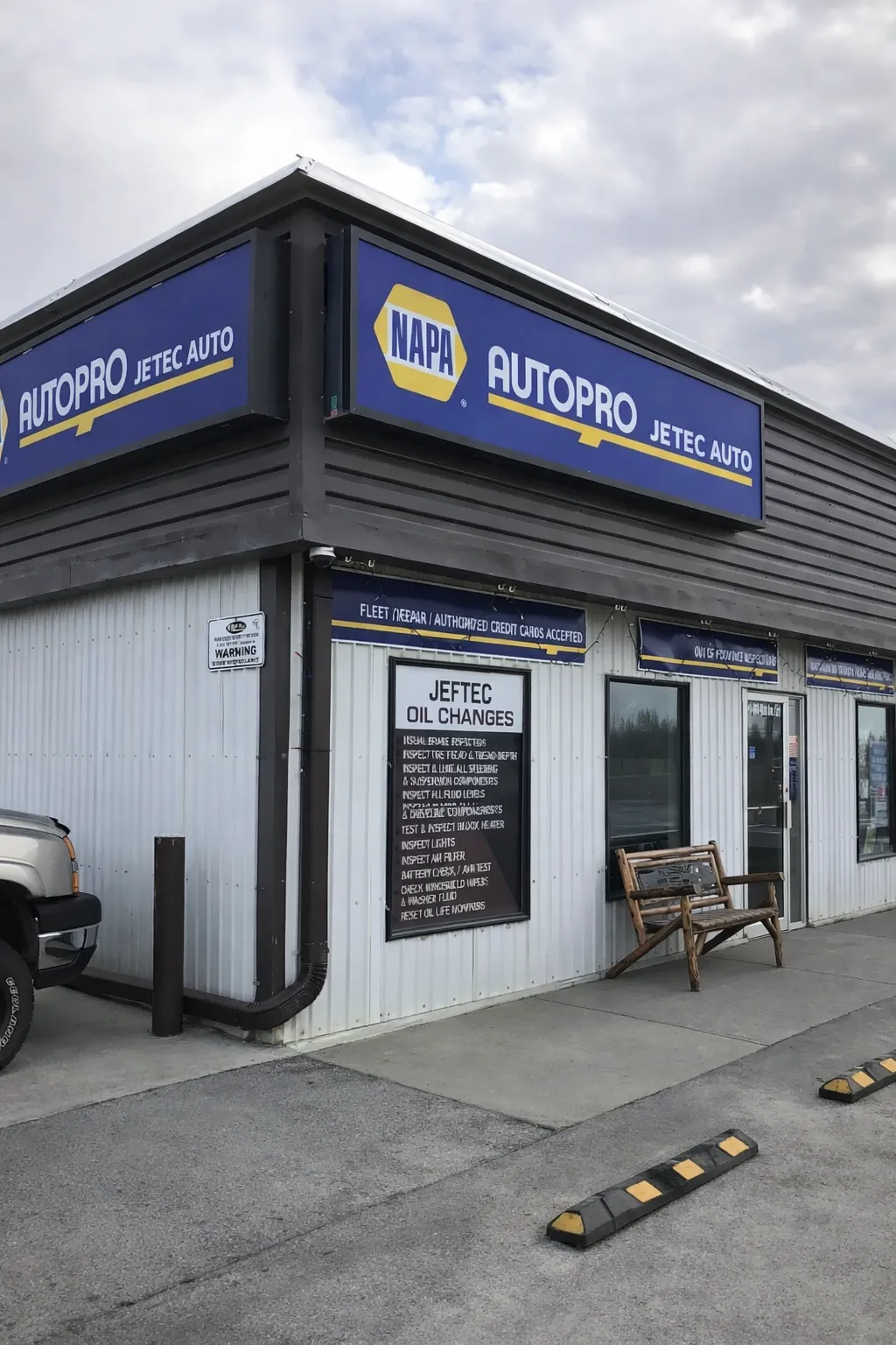 Jeftec Auto Service shop front in Sundre, Alberta